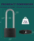 Dimensions of Two Pack Covered Aluminum Padlocks With Keys Long Shackle Black Locker Locks For Gates Fences And Toolboxes