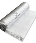 Heavy Duty Three In One Floor Underlayment Roll, 200 Square Feet, 3 Mm Thick Epe Foam With Silver Foil Vapor Barrier and tape.