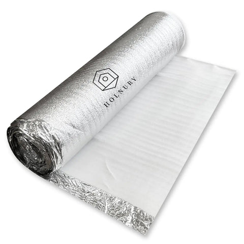 Heavy Duty Three In One Floor Underlayment Roll, 200 Square Feet, 3 Mm Thick Epe Foam With Silver Foil Vapor Barrier and tape.