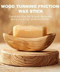 Premium Pure Brazilian Carnauba Wax Paste Stick For Wood Polish And Furniture Buffing Compound on wooden bowl.