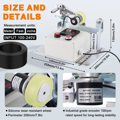No Sweat Wire And Cable Length Counter With Measuring Wheel, Straight Shooter Alarm And Preset Controls For Yards Feet Inches Meters, Handy Dandy Gauge Tool For Fishing Line And Electrical Cables