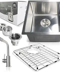 Bar Sink With Faucet And Grid, 15 By 17 By 9 Inch, 16 Gauge Stainless Steel Single Bowl, Compact Kitchen RV Bar Prep Sink