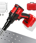 Gpaentsn Cordless Rivet Gun Compatible With Milwaukee M18 Tool Only showing brushless motor and lightweight design on metal sheet.