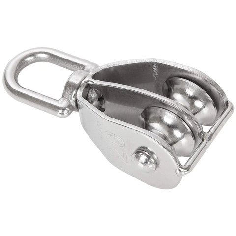 M20 Lifting Double Pulley Block Set Stainless Steel Beefy Heavy Duty Crane Swivel Hook single pulley detail view