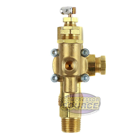 Gas Powered Air Compressor Pilot Check Valve Unloader Assembly 140 To 175 PSI brass unit front view