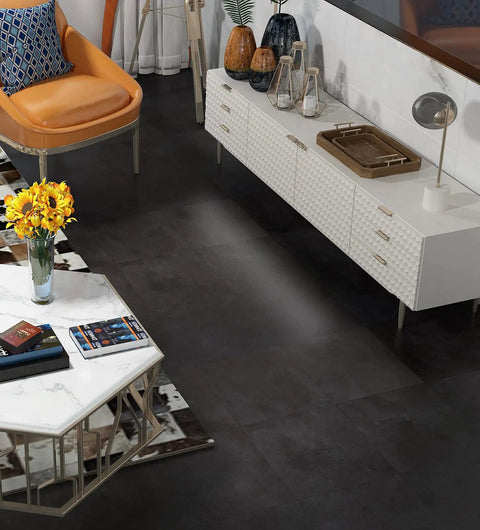 Charcoal Grey Peel And Stick Floor Tiles 12 By 12 Inches Vinyl Waterproof Bathroom Flooring 32 Pack Removable Groutable Easy Install No Tools Needed Sticky Tiles For Laminate Or Linoleum