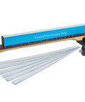 Professional Guitar Fret Leveling Beam And Sanding Block Precision Ground Steel Rail with blue aluminum rail and sanding papers.