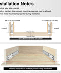 Diagram showing installation of Heavy Duty Locking Drawer Slides With Lock, Full Extension Ball Bearing Rails, Side Mount