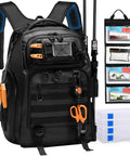 50L Fishing Tackle Backpack With Removable Lure Wraps, Four Clear View Tackle Boxes, Two Rod Holders, Versatile Gear Bag