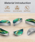 2 Pack Marble Pattern Cabinet Pulls In Green Teal Gold Fluid Art 3 Inch Center Hole Brushed Nickel Semicircle Drawer Handles