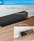 Diagram of 4 Pack Baseboard Vent Covers With 18 Inch Duct Opening, Adjustable Corner Return Air Grilles For Floor And Wall, Brown Diffusers