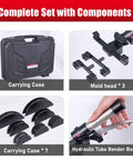 Rgvoc Hydraulic Tubing Bender Kit For 1/4 To 7/8 Inch Copper And Brass Pipe With 180 Degree Bend Tool components including carrying case and bender body.
