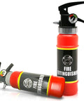 Realistic Nine Inch Fire Extinguisher Squirter Toy Pack Of Two Pump Action Water Blaster For Kids backyard bash, red plastic design.