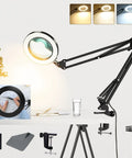 10X Lighted Magnifying Glass With Adjustable Swing Arm And 72 LEDs Real Glass Lens Loupe For Reading Hobbies Crafts And Workbench displayed on a desk