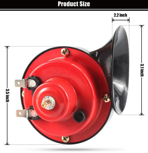 Kickass Hella Loud 12 Volt Golf Cart Horn Kit With Heavy Duty Floor Pedal Switch Built Tough For Ezgo Yamaha Club Car, 3.5 x 2.2 inches.