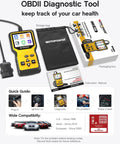 All In One OBD2 Scanner Code Reader Plug And Play With Battery Tester Check Engine Light Diagnostic Tool displayed with packaging
