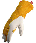 Rugged Cow Grain Welding Gloves For Mig And Stick, Unlined Yet Cushioned Palm With Two Layer Back Insulation, Size Medium