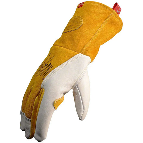 Rugged Cow Grain Welding Gloves For Mig And Stick, Unlined Yet Cushioned Palm With Two Layer Back Insulation, Size Medium