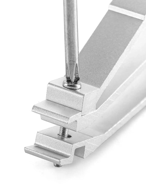 Solid Cage Nut Insertion And Removal Tool For No Sweat Setup On 19 Inch And 10 Inch Server Racks and Network Cabinets with grip tight handle, detailed view of aluminum tool and screw head.