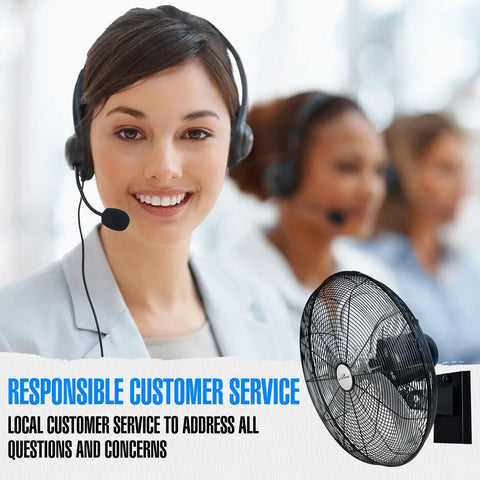 18 Inch Outdoor Oscillating High Velocity Wall Fan With 4150 CFM Heavy Duty Weatherproof UL-Certified Motor and customer service team