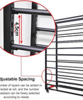 Heavy Duty Fabric Roll Storage Rack With Adjustable Textile Display Shelves And Slick Rolling Platform showing adjustable spacing detail.