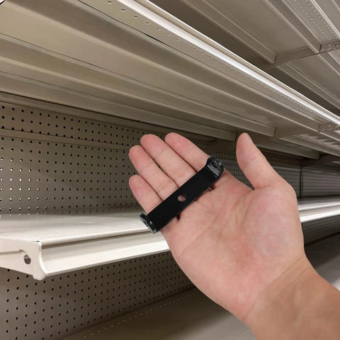 Beefy U Shaped Shelf Brackets Black Steel Pack Of 2 With Center Hole For Easy Install Sturdy Garage And Industrial Shelving Support Simple Mounting And Built To Last Construction shown in hand close-up