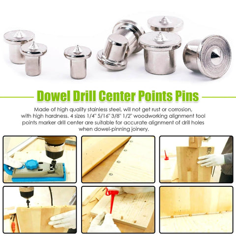 Pro Grade Woodworking Dowel And Tenon Center Drill Bit Set With Depth Stops And Pins 23 Piece Kit for Precise Wood Holes