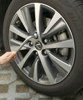 Rugged Tough As Nails Heavy Duty Tire Lug Wrench For Car Jack With Dual Head L Shaped Socket Tool in use on a car wheel.