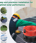 Heavy Duty 10AWG Solar Panel Extension Cable With Waterproof Male And Female Connectors 5Ft Red And 5Ft Black Leads Premium PV Wire