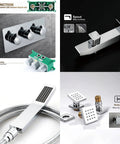 Next Level RGB LED Shower System With 80X60 Cm Rain Head And Flexible Handheld Wand, Concealed Four Way Diverter Faucet Set, Chrome Rock Solid Brass Combo with faucet handles and body jets.