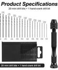 Hardcore Micro Drill Bit Set With Slick Black Pin Vise Hand Drill And Twenty Precision Metric Sizes for tight spot work.