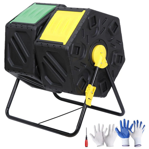37 Gallon Garden Compost Tumbler With 360 Degree Rotation Dual Bin System Turns Kitchen And Yard Waste Into Rich Fertilizer Fast