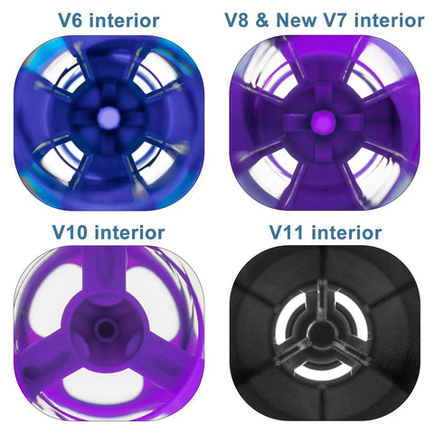 Comparison of interior designs for Dyson V6, V8 & V7, V10, V11 vacuum cleaner heads