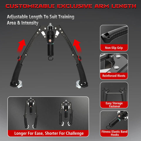 Ultra Tough Adjustable Hydraulic Twister Arm Trainer With Heavy Duty Ab Roller For Home Gym with adjustable non-slip grips.