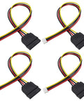 4Pack PH 2.0mm 4Pin to SATA15Pin Power Cable Adapter ITX Cord For Hard Drives 25cm 10inch Length SATA15Pin Female to 4Pin Female