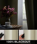 4 In 1 Soundproof Blackout Curtain Set With Melt Blown Layer For Thermal Insulation And Anti Dust, Cream Beige in living room