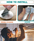 Installation of Under Cabinet LED Puck Lights 2 Pack 12V DC Plug In Daylight White using stickers and screws in kitchen