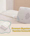 Bed Rail Bumpers For Toddlers And Kids with foam guard and adjustable straps close-up on bed.