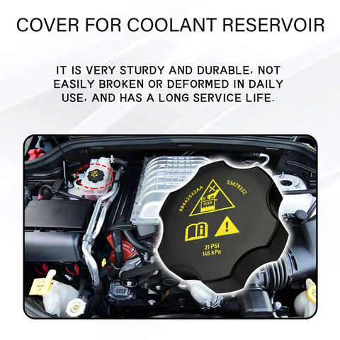 Premium Coolant Reservoir Replacement Cap, No Sweat Bolt On Fix For Radiator Recovery System features sturdy ABS cap in engine bay.