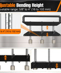 Adjustable bending height feature of Pro Grade Three Station Edge Roller Bender for roofing and sheet metal, 5/8" to 4" range.