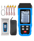 Prograde K And J Type Digital Thermocouple Thermometer Usb Rechargeable High Temp Data Logger Quad Channel with probes and case.