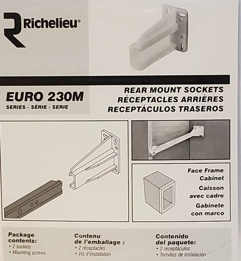 Pack Of Two White Drawer Slide Rear Socket Brackets Euro Cabinet Replacement Hardware With Slick Adjustability Heavy Duty Mounts