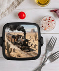 Desert Steam Train Themed Bento Box With Compartments Leakproof Double Layer Lunch Container With Spoon Snap On Lid