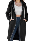Women Zip Up Hoodie With Pockets Cozy Fleece Sweatshirt Jacket Thick Oversized Long Sleeve Hoodie Soft Polyester Cotton Blend Black