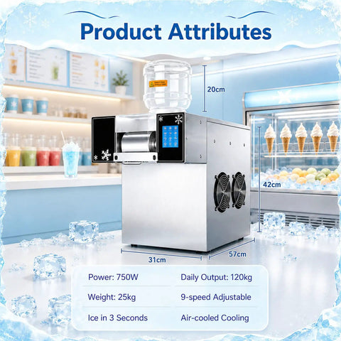 Commercial Flake Ice Maker Hits Speed Records In Three Seconds Flat While Pushing 120 Kilograms Daily Inside A Heavy Duty Steel Casing Built For Busy Venues That Want Hella Quick Frost And Zero Maintenance Anytime, with digital controls.