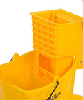 Commercial Mop Bucket With Side Press Wringer 26 Quart Capacity Heavy Duty Polypropylene Yellow close-up view