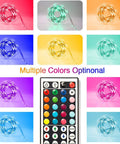 Lit 32.8 Foot RGB LED Strip Lights For Bedroom Color Changing Glow displayed in multiple colors with 44 key remote control
