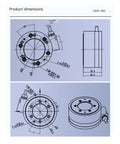Technical diagram of Six Axis Industrial Force Sensor For Torque Measurement, Compact Multiaxis Load Cell For Robotic Arms, dimensions in mm
