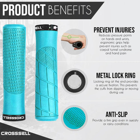 Lock-On MTB Grips For Mountain Bike BMX And E-Bike, Non-Slip Shock Absorbing 22.2mm Handlebar Grips In Sky Blue with benefits
