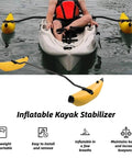 Portable Inflatable Kayak Outrigger Stabilizer Kit For Serious On Water Stability attached to kayak, easy install and quick setup.